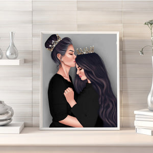 Mother And Daughter For Mother'S Day 30*40CM(Canvas) Full Round Drill Diamond Painting