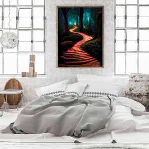 Path In The Woods 30*40CM(Canvas) Full Round Drill Diamond Painting