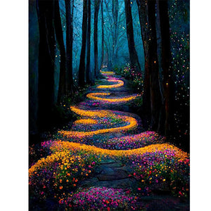 Path In The Woods 30*40CM(Canvas) Full Round Drill Diamond Painting