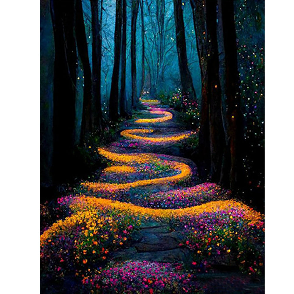 Path In The Woods 30*40CM(Canvas) Full Round Drill Diamond Painting