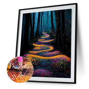 Path In The Woods 30*40CM(Canvas) Full Round Drill Diamond Painting