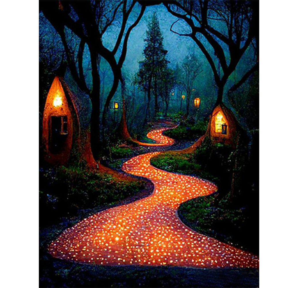 Path In The Woods 30*40CM(Canvas) Full Round Drill Diamond Painting