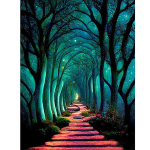 Path In The Woods 30*40CM(Canvas) Full Round Drill Diamond Painting