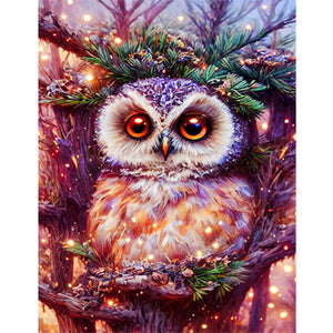 Owl On A Branch 30*40CM(Canvas) Full Round Drill Diamond Painting