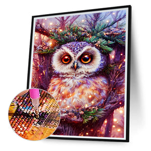 Owl On A Branch 30*40CM(Canvas) Full Round Drill Diamond Painting