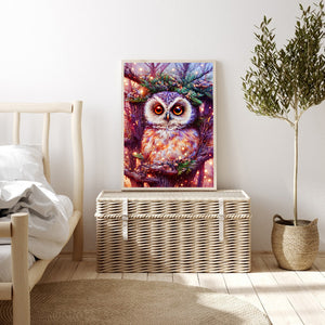 Owl On A Branch 30*40CM(Canvas) Full Round Drill Diamond Painting