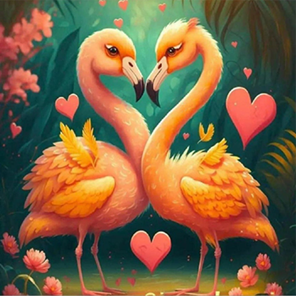 Flamingo Couple 35*35CM(Canvas) Full Round Drill Diamond Painting