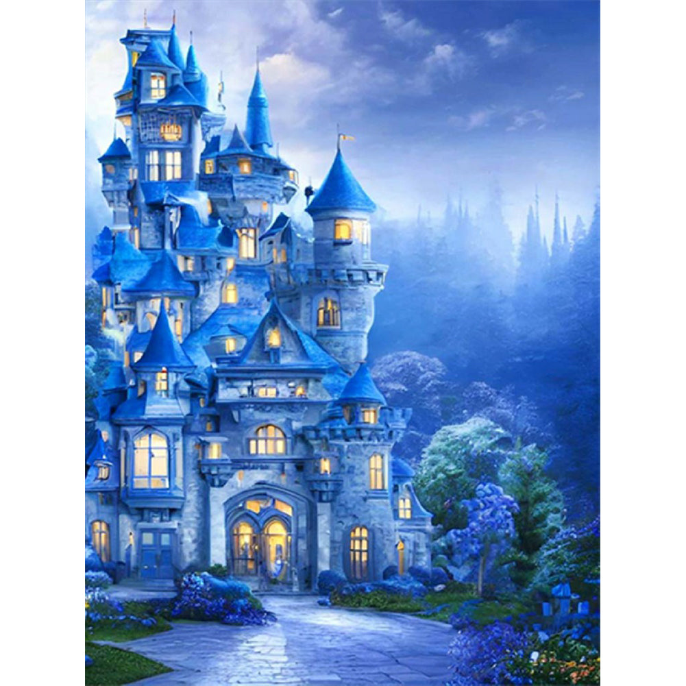 Blue Castle 30*40CM(Canvas) Full Round Drill Diamond Painting