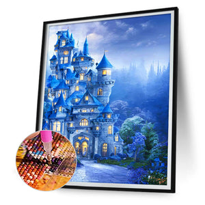 Blue Castle 30*40CM(Canvas) Full Round Drill Diamond Painting