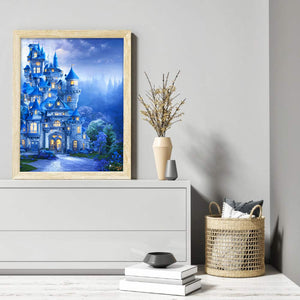 Blue Castle 30*40CM(Canvas) Full Round Drill Diamond Painting