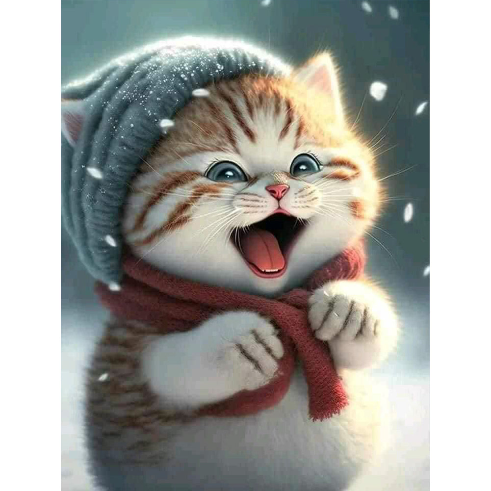 Cute Cat 30*40CM(Canvas) Full Round Drill Diamond Painting