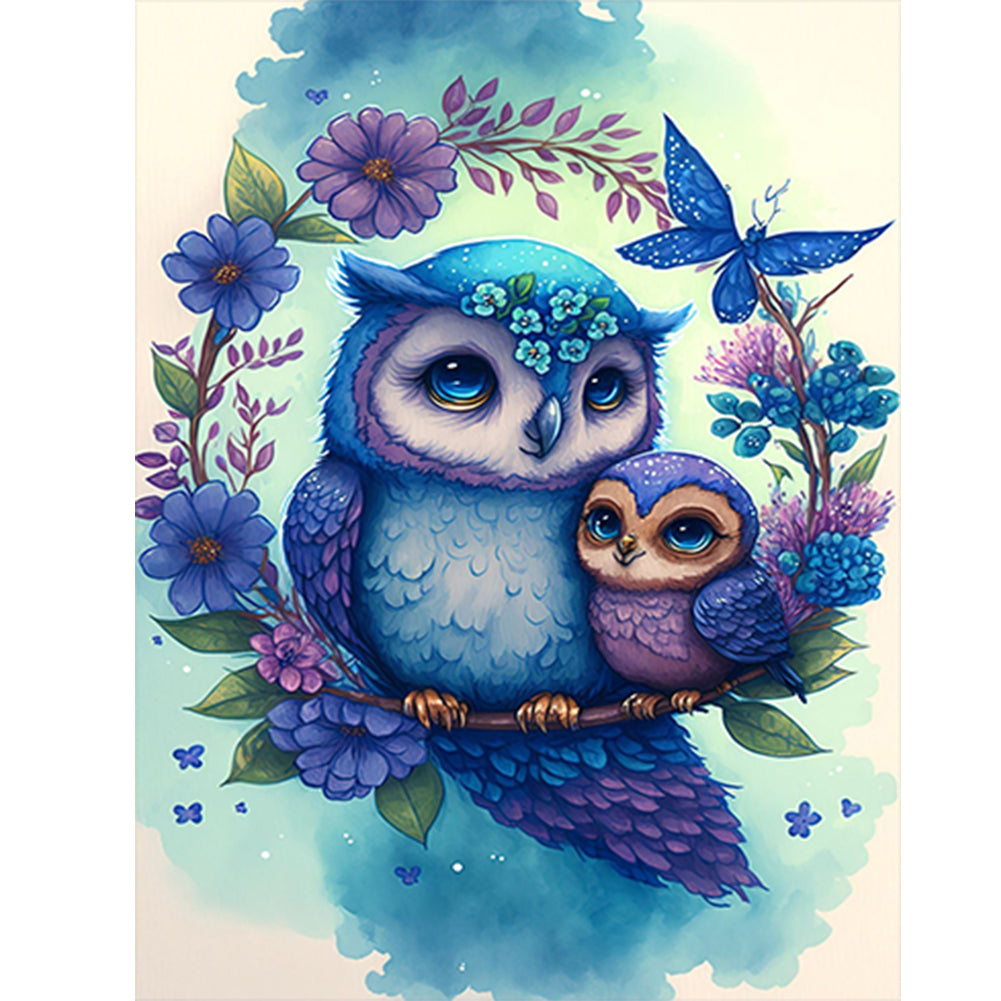 Owl 30*40CM(Canvas) Full Round Drill Diamond Painting