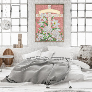 Easter Cross Lily 30*40CM(Canvas) Partial Special Shaped Drill Diamond Painting