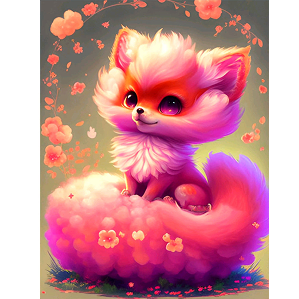 Pink Fox Fantasy 30*40CM(Canvas) Full Round Drill Diamond Painting