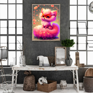 Pink Fox Fantasy 30*40CM(Canvas) Full Round Drill Diamond Painting