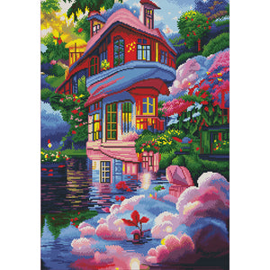 Mona Lisa Brand - Pink Dreamhouse - 53*70CM 11CT 3 Stamped Cross Stitch