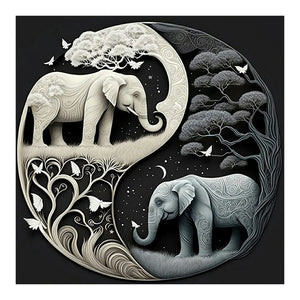 Elephant Yin-Yang Diagram 30*30CM(Canvas) Full Square Drill Diamond Painting