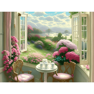 Window View 40*30CM(Canvas) Full Round Drill Diamond Painting