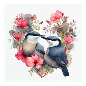 Birds In A Heart-Shaped Nest 30*30CM(Canvas) Full Round Drill Diamond Painting