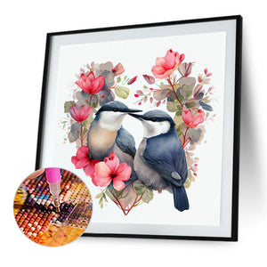 Birds In A Heart-Shaped Nest 30*30CM(Canvas) Full Round Drill Diamond Painting