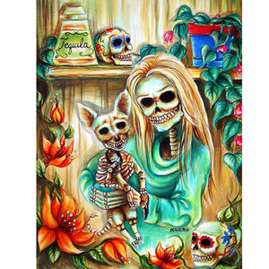 Chihuahua Skull 30*40CM(Canvas) Full Round Drill Diamond Painting