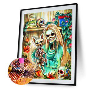 Chihuahua Skull 30*40CM(Canvas) Full Round Drill Diamond Painting