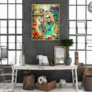 Chihuahua Skull 30*40CM(Canvas) Full Round Drill Diamond Painting