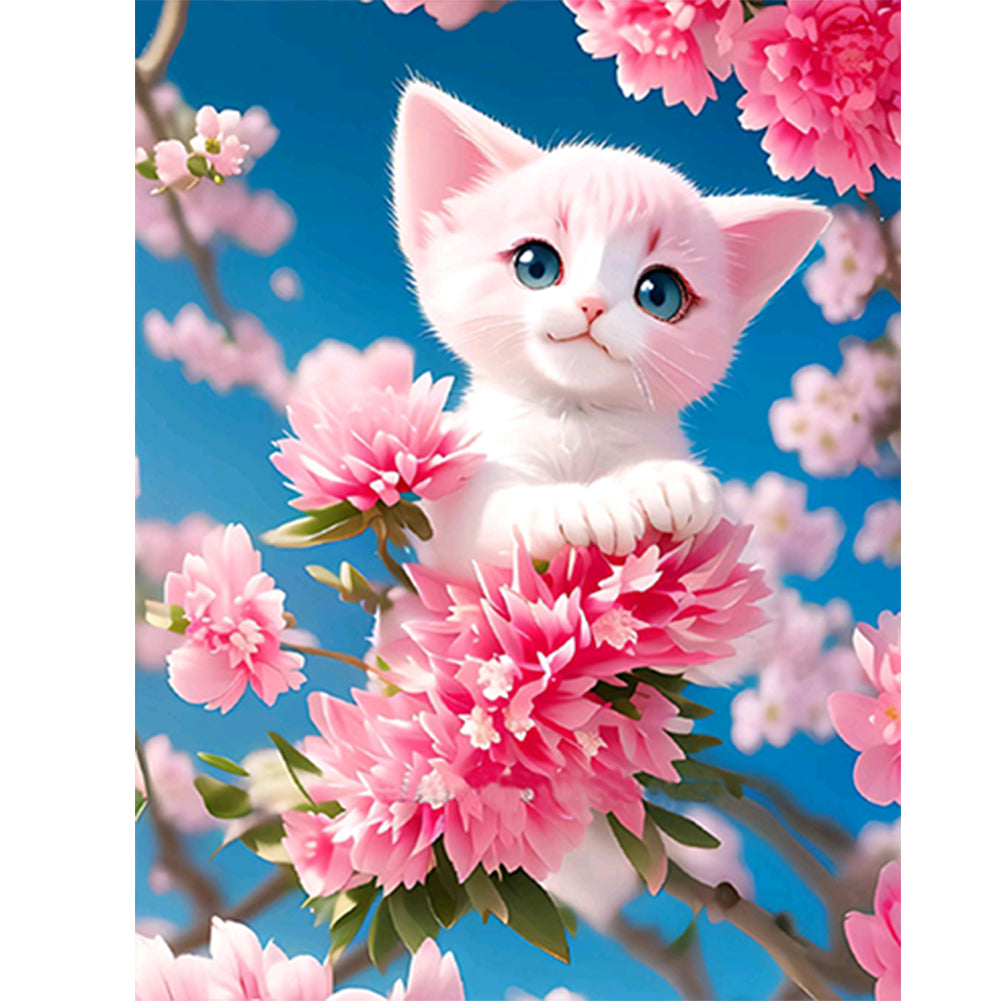 Cat On A Branch 30*40CM(Canvas) Full Round Drill Diamond Painting