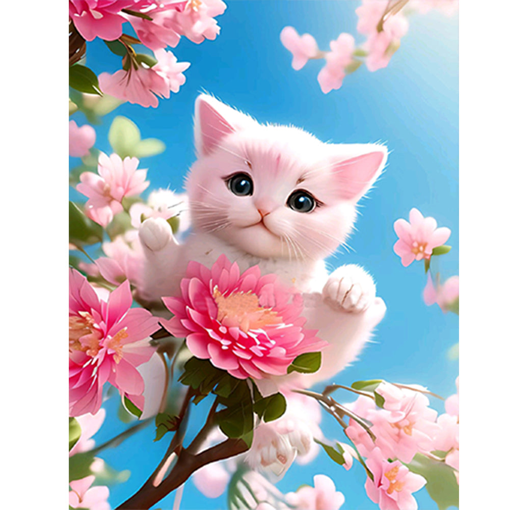 Cat On A Branch 30*40CM(Canvas) Full Round Drill Diamond Painting