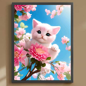 Cat On A Branch 30*40CM(Canvas) Full Round Drill Diamond Painting