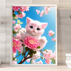 Cat On A Branch 30*40CM(Canvas) Full Round Drill Diamond Painting