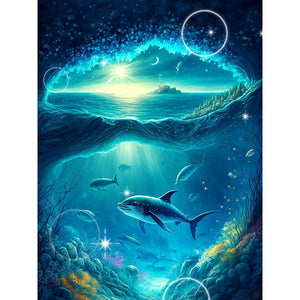 Deep-Sea Dolphin 30*40CM(Canvas) Full Round Drill Diamond Painting