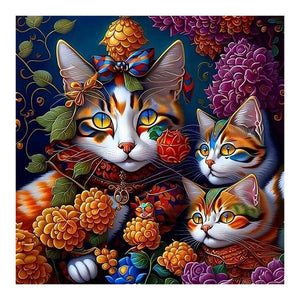 Cat 35*35CM(Canvas) Full Round Drill Diamond Painting