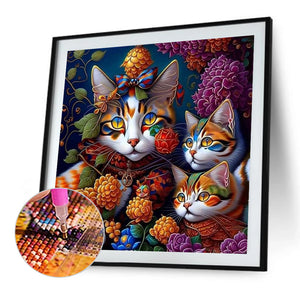 Cat 35*35CM(Canvas) Full Round Drill Diamond Painting