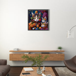 Cat 35*35CM(Canvas) Full Round Drill Diamond Painting