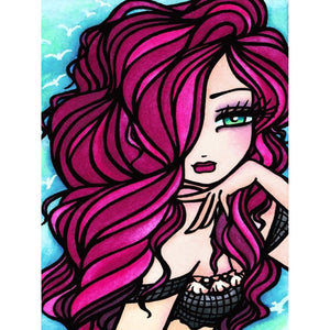Long-Haired Girl 30*40CM(Canvas) Full Round Drill Diamond Painting