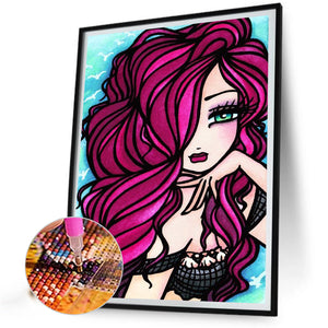 Long-Haired Girl 30*40CM(Canvas) Full Round Drill Diamond Painting