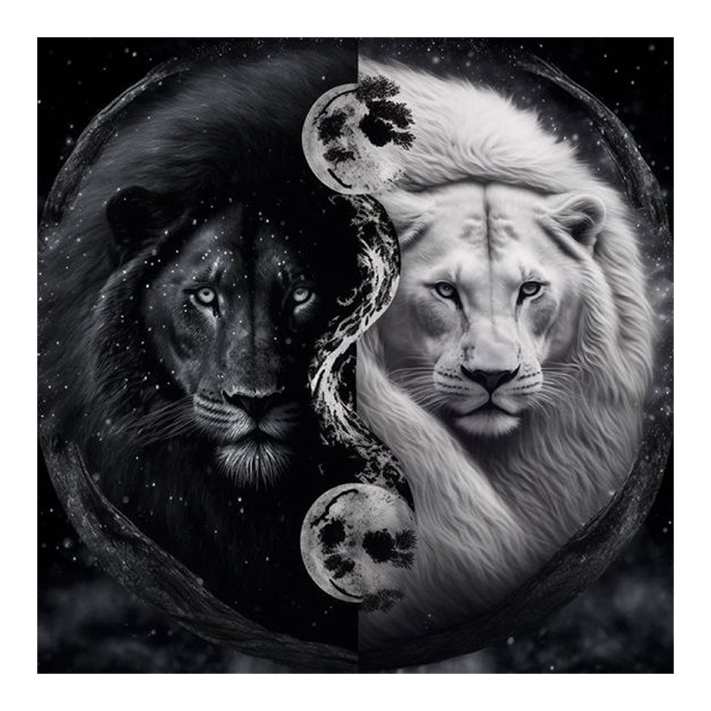 Lion Yin-Yang Diagram 50*50CM(Canvas) Full Round Drill Diamond Painting