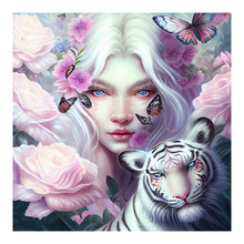 Load image into Gallery viewer, Tiger And Butterfly Girl 40*40CM(Canvas) Full Round Drill Diamond Painting
