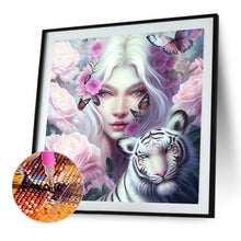 Load image into Gallery viewer, Tiger And Butterfly Girl 40*40CM(Canvas) Full Round Drill Diamond Painting
