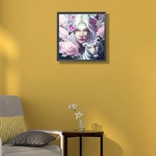 Load image into Gallery viewer, Tiger And Butterfly Girl 40*40CM(Canvas) Full Round Drill Diamond Painting

