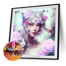 Load image into Gallery viewer, Tiger And Butterfly Girl 40*40CM(Canvas) Full Round Drill Diamond Painting
