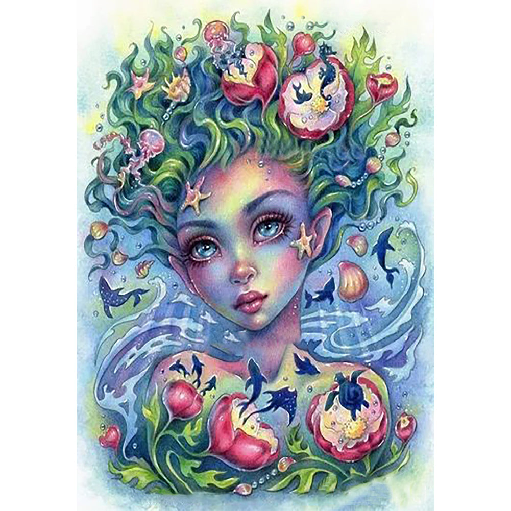 Yishu - Ocean Girl - 50*65CM 11CT 3 Stamped Cross Stitch