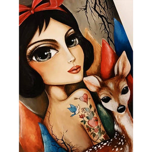 Snow White And Fawn 30*40CM(Canvas) Full Round Drill Diamond Painting