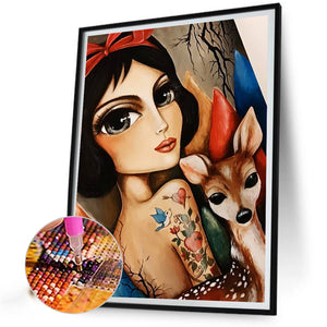 Snow White And Fawn 30*40CM(Canvas) Full Round Drill Diamond Painting