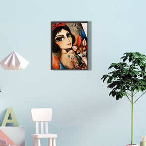 Snow White And Fawn 30*40CM(Canvas) Full Round Drill Diamond Painting