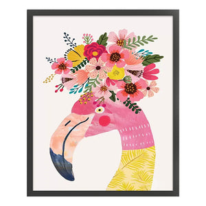 Yishu - Flamingo With Flowers - 40*53CM 11CT 3 Stamped Cross Stitch