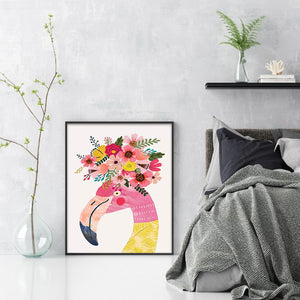 Yishu - Flamingo With Flowers - 40*53CM 11CT 3 Stamped Cross Stitch