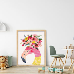 Yishu - Flamingo With Flowers - 40*53CM 11CT 3 Stamped Cross Stitch