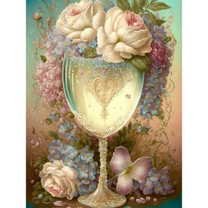 Flower Goblet 30*40CM(Canvas) Full Round Drill Diamond Painting